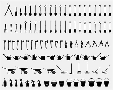 simsearch:400-06175558,k - Black silhouettes of garden tools, vector Stock Photo - Budget Royalty-Free & Subscription, Code: 400-08039415