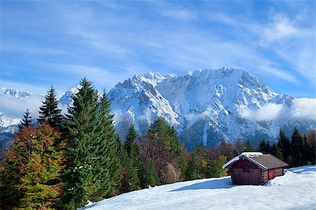 simsearch:6129-09044008,k - hut on snow meadow in winter Alps, Germany Stock Photo - Budget Royalty-Free & Subscription, Code: 400-08039518