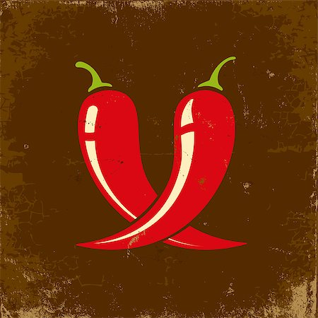 Retro illustration of two chili peppers Stock Photo - Budget Royalty-Free & Subscription, Code: 400-08039712