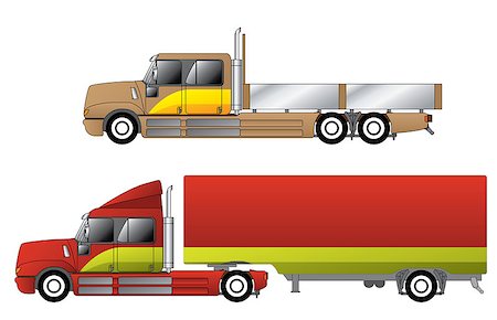 Convetional trucks with double cab and various chassis configurations Stock Photo - Budget Royalty-Free & Subscription, Code: 400-08039745