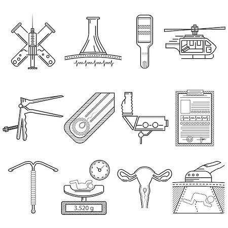 simsearch:400-08529613,k - Set of black flat line vector icons for obstetrics and gynecology on white background. Stock Photo - Budget Royalty-Free & Subscription, Code: 400-08039753