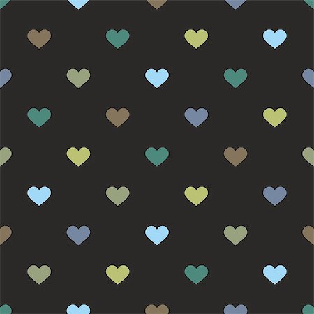 simsearch:400-08097094,k - Tile vector pattern with pastel hearts on black background for seamless decoration wallpaper Stock Photo - Budget Royalty-Free & Subscription, Code: 400-08039778