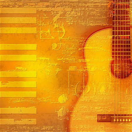 simsearch:400-08507108,k - abstract yellow grunge piano background with acoustic guitar Photographie de stock - Aubaine LD & Abonnement, Code: 400-08039793