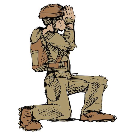 symbol of the american army helmet - An image of a kneeling soldier saluting. Stock Photo - Budget Royalty-Free & Subscription, Code: 400-08039842