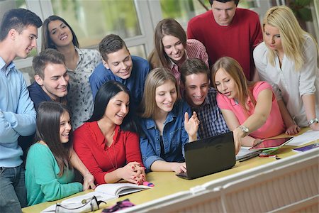 happy young teens group in school have fun an learning lessons Stock Photo - Budget Royalty-Free & Subscription, Code: 400-08031825
