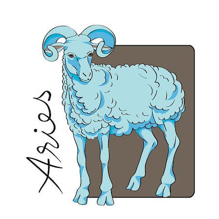 simsearch:400-07614122,k - Aries sign clip art with original hand drawn text isolated on white, illustratin of a blue ram Stock Photo - Budget Royalty-Free & Subscription, Code: 400-08032024