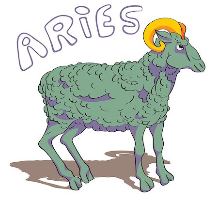 simsearch:400-07614122,k - Aries drawing with doodle original text and shadow over white, hand drawn illustration of a colored ram Stock Photo - Budget Royalty-Free & Subscription, Code: 400-08032023