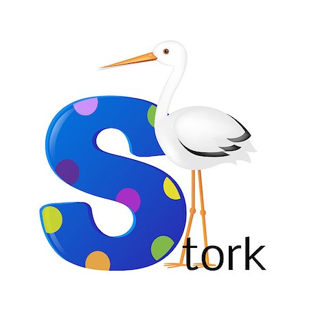 Stork With Letter S With Gradient Mesh, Vector Illustration Stock Photo - Budget Royalty-Free & Subscription, Code: 400-08032095