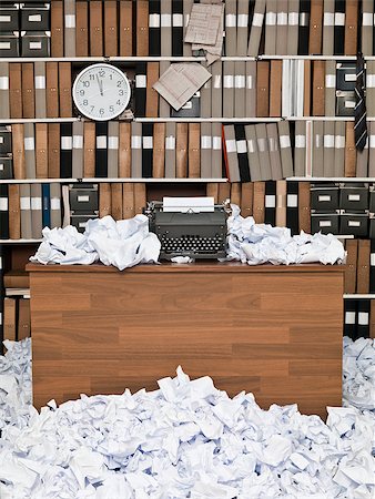 Office with vintage typewriter and a lots of papers Stock Photo - Budget Royalty-Free & Subscription, Code: 400-08032437