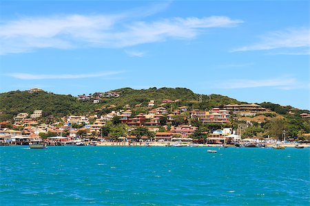 Panoramic view of  beach in Buzios, sea, mountain, houses, near Rio de Janeiro, Brazil Stockbilder - Microstock & Abonnement, Bildnummer: 400-08033245