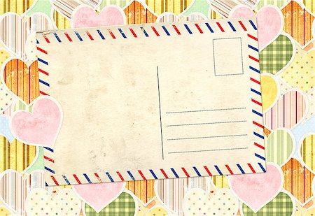 simsearch:400-07897102,k - Valentine background with paper hearts and old post card Stock Photo - Budget Royalty-Free & Subscription, Code: 400-08033426