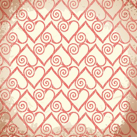 simsearch:400-04631033,k - Old shabby background with hearts. Vector vintage pattern Foto de stock - Super Valor sin royalties y Suscripción, Código: 400-08033451