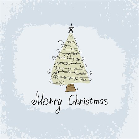 simsearch:400-06766392,k - Doodle card - abstract christmas tree. Vector merry christmas Stock Photo - Budget Royalty-Free & Subscription, Code: 400-08033469