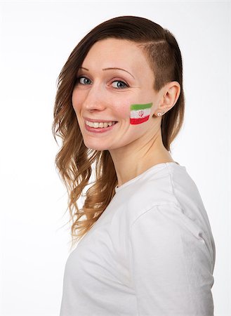 simsearch:400-09097931,k - Smiling Girl with the flag of Iran on her cheek Foto de stock - Super Valor sin royalties y Suscripción, Código: 400-08033490