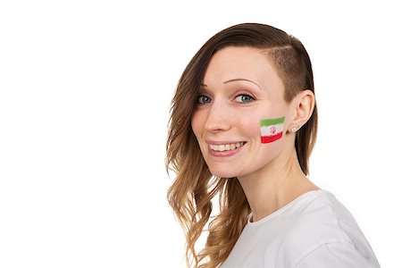 simsearch:400-09097931,k - Smiling Girl with the flag of Iran on her cheek Foto de stock - Super Valor sin royalties y Suscripción, Código: 400-08033491