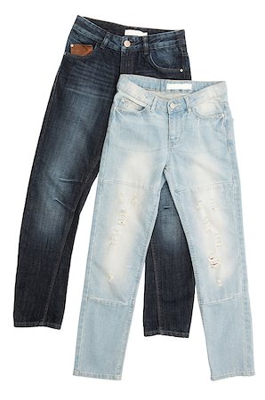 simsearch:400-04225197,k - Two pair of blue jeans isolated on white background Stock Photo - Budget Royalty-Free & Subscription, Code: 400-08033601