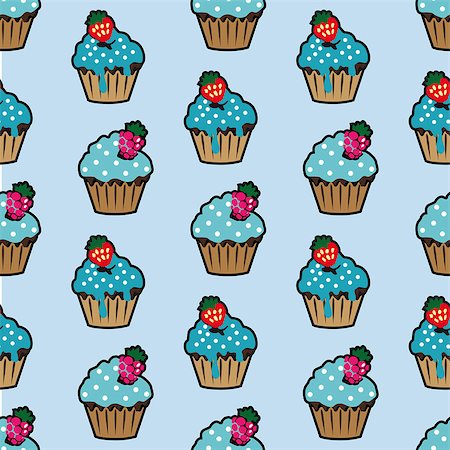 simsearch:400-08196602,k - Cream cake blue seamless pattern. Vector illustration Photographie de stock - Aubaine LD & Abonnement, Code: 400-08044351