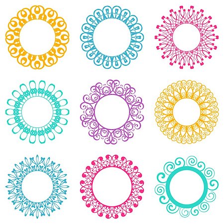 Set of beautiful colorful napkin lace design elements Stock Photo - Budget Royalty-Free & Subscription, Code: 400-08044420