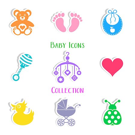 Vector baby icons labels collection on white background Stock Photo - Budget Royalty-Free & Subscription, Code: 400-08044423