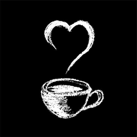 Cup of coffee or tea, drawing with chalk on black board Stock Photo - Budget Royalty-Free & Subscription, Code: 400-08044475