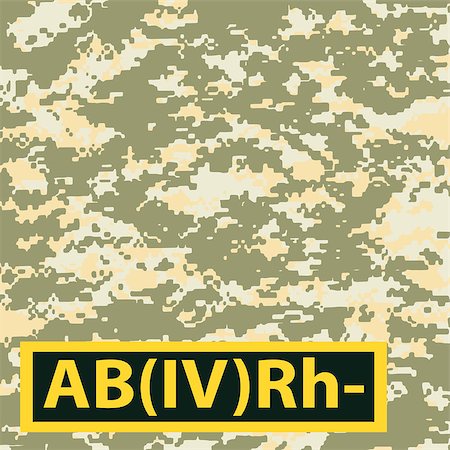 Badge AB blood group, Rh-negative on camouflage background for the steppe. Vector illustration. Stock Photo - Budget Royalty-Free & Subscription, Code: 400-08044525