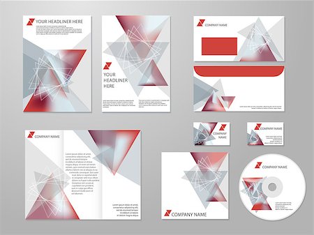 design vector elements - Professional corporate identity business kit with geometric abstract design for your business includes CD, Cover, Business Card, Envelope, Flyers and trif-old brochure. Stock Photo - Budget Royalty-Free & Subscription, Code: 400-08044520