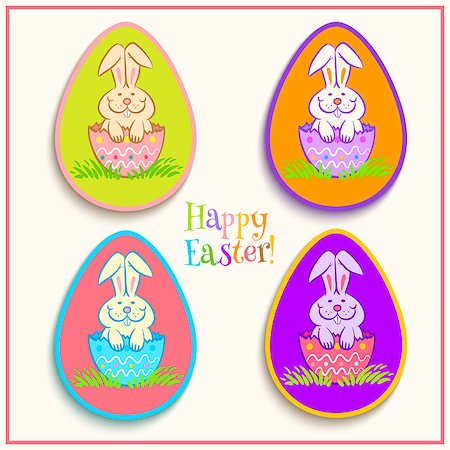 simsearch:400-07548489,k - Stickers Easter Bunny in the egg shell Stock Photo - Budget Royalty-Free & Subscription, Code: 400-08044864