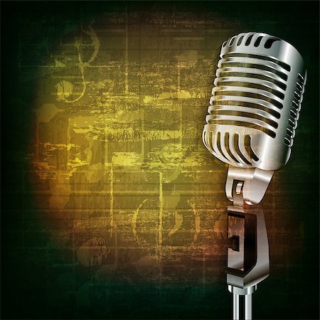 simsearch:400-08507108,k - abstract green grunge music background with retro microphone Photographie de stock - Aubaine LD & Abonnement, Code: 400-08044878