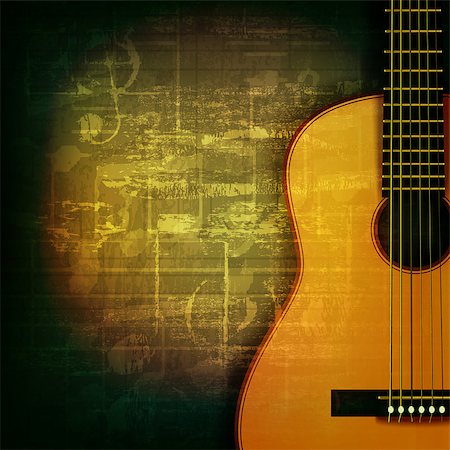 simsearch:400-08507108,k - abstract green grunge music background with acoustic guitar Photographie de stock - Aubaine LD & Abonnement, Code: 400-08044873