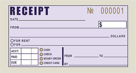 Financial receipt - Can be used for rent payments or any other type of payment. Vector illustration. Photographie de stock - Aubaine LD & Abonnement, Code: 400-08044898