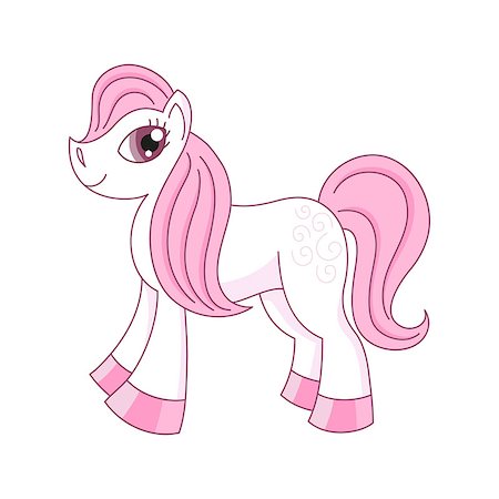 simsearch:400-08015077,k - Vector illustration of cute sly horse, romantic pony with a magnificent mane and tail Foto de stock - Super Valor sin royalties y Suscripción, Código: 400-08044927
