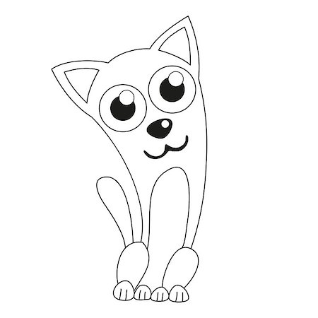 simsearch:400-04330222,k - Funny cartoon doggy, vector illustration of cute sly dog like chihuahua, coloring book page for children Stock Photo - Budget Royalty-Free & Subscription, Code: 400-08044955