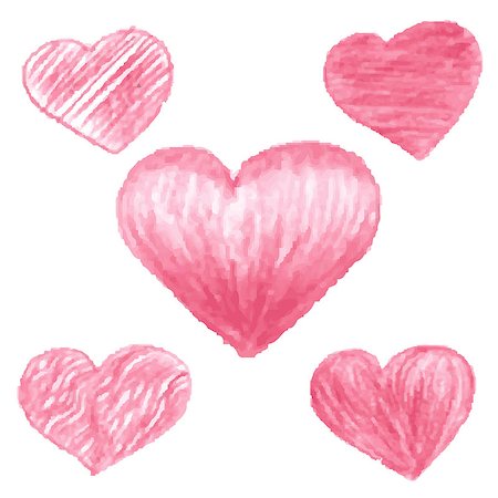 simsearch:400-08415609,k - Sketch red hearts drawn by colored pencils, doodle elements for Valentines day design, vector illustration Stock Photo - Budget Royalty-Free & Subscription, Code: 400-08044973