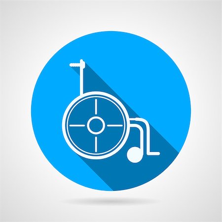 Single circle blue flat vector icon with white contour wheelchair a side view on gray background with long shadow. Photographie de stock - Aubaine LD & Abonnement, Code: 400-08044992