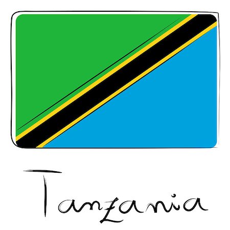 Tanzania country flag doodle with text isolated on white Stock Photo - Budget Royalty-Free & Subscription, Code: 400-08045042
