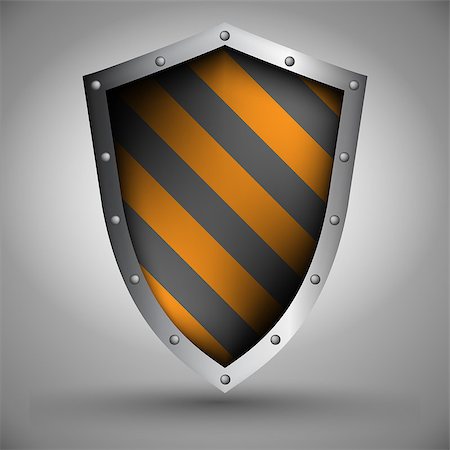 power ax - medieval shield in gray and yellow stripes Stock Photo - Budget Royalty-Free & Subscription, Code: 400-08045075