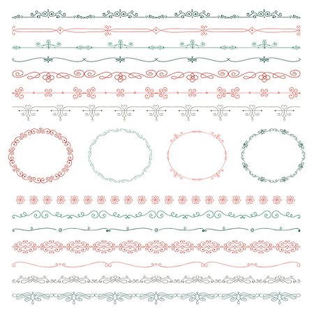 simsearch:400-08095648,k - Collection of Colorful Seamless Hand Drawn Doodle Vintage Borders and Frames. Vector Illustration Photographie de stock - Aubaine LD & Abonnement, Code: 400-08045134