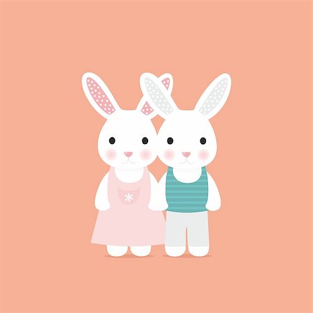 Cute rabbit love card, love story, family, stock illustrtion Photographie de stock - Aubaine LD & Abonnement, Code: 400-08045137