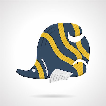 falterfisch - Flat color design vector icon for blue butterflyfish with curved yellow stripes on white background. Photographie de stock - Aubaine LD & Abonnement, Code: 400-08045179