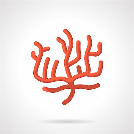 Flat color design vector icon for red coral on white background. Stock Photo - Budget Royalty-Free & Subscription, Code: 400-08045182
