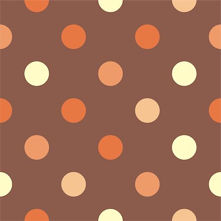 simsearch:400-05693480,k - Tile vector pattern with big orange and yellow polka dots on brown background for seamless decoration wallpaper Stock Photo - Budget Royalty-Free & Subscription, Code: 400-08045193