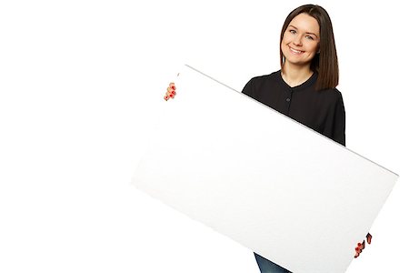 The beautiful business woman holding a banner Isolated Fotografie stock - Microstock e Abbonamento, Codice: 400-08045291