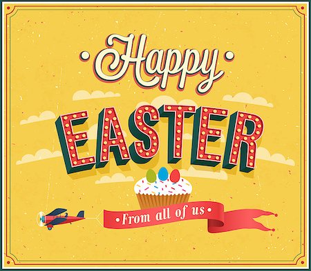 simsearch:400-08647286,k - Happy Easter typographic design. Vector illustration. Foto de stock - Super Valor sin royalties y Suscripción, Código: 400-08045404