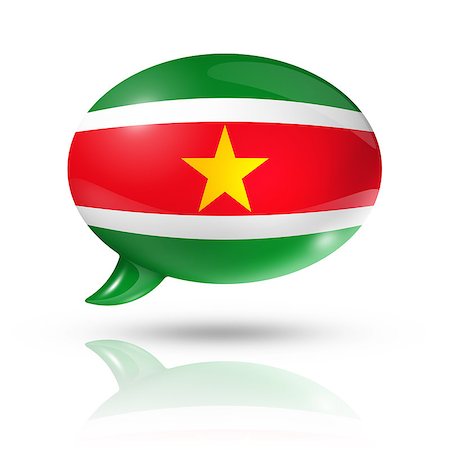 suriname - three dimensional Suriname flag in a speech bubble isolated on white with clipping path Photographie de stock - Aubaine LD & Abonnement, Code: 400-08045448