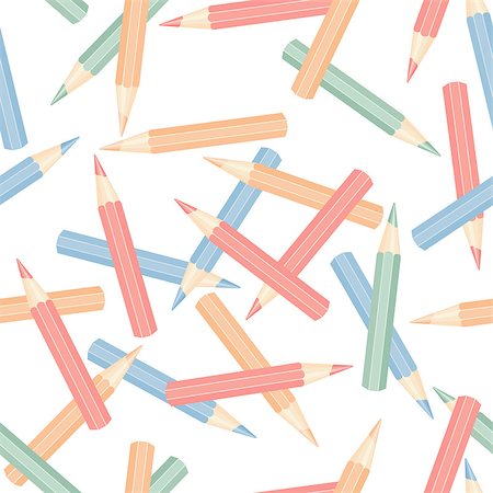 simsearch:400-05029715,k - Seamless background color pencils isolated on white background. Vector illustration. Stockbilder - Microstock & Abonnement, Bildnummer: 400-08045484