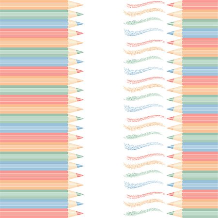 simsearch:400-08077627,k - Template with row of color pencils isolated on white background. Stock Photo - Budget Royalty-Free & Subscription, Code: 400-08045483