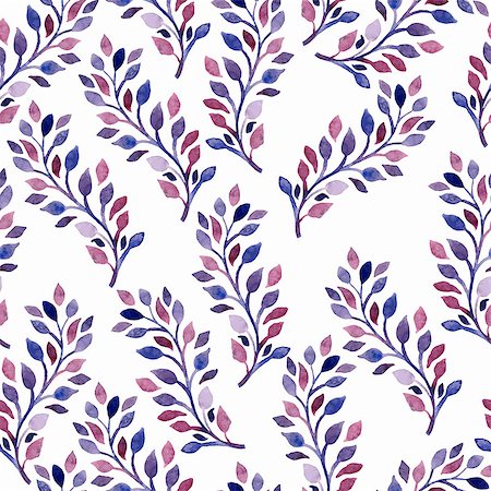 Vector Seamless Spring Pattern with Watercolor Branches, hand drawn Stock Photo - Budget Royalty-Free & Subscription, Code: 400-08045583