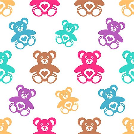 simsearch:400-08403591,k - Seamless pattern with little cute teddy bears Stock Photo - Budget Royalty-Free & Subscription, Code: 400-08045611