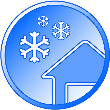 room with air conditioner - round blue winter icon with snow and house silhouette Stock Photo - Budget Royalty-Free & Subscription, Code: 400-08045642