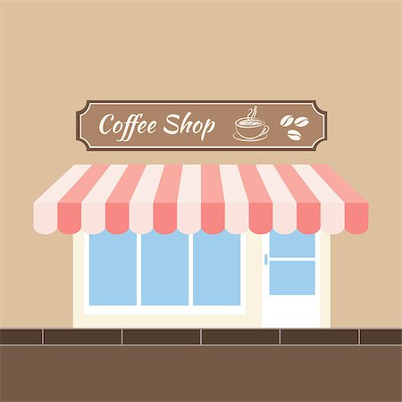 Facade of a coffee shop store or cafe. Vector illustration. Stock Photo - Budget Royalty-Free & Subscription, Code: 400-08045708